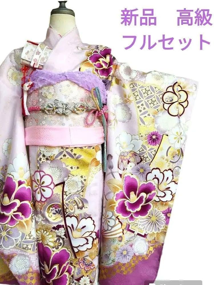 Amazon.co.jp: 高級 清楚な薄い紫ピンクの着物 白の作り帯